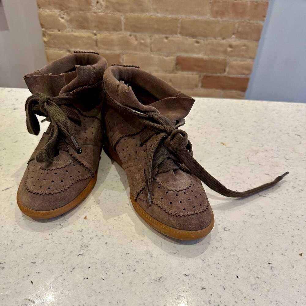 Isabel Marant Taupe Wedge Sneakers size 38 womens